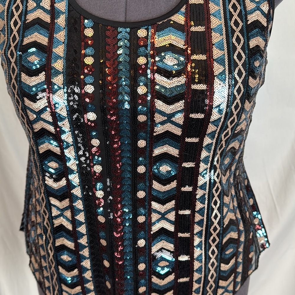 Women's Rue 21 Rue+ Black Sequin Patterned Tank Top Size 1X Like-New Condition - Picture 2 of 9